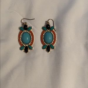 teal orange earrings